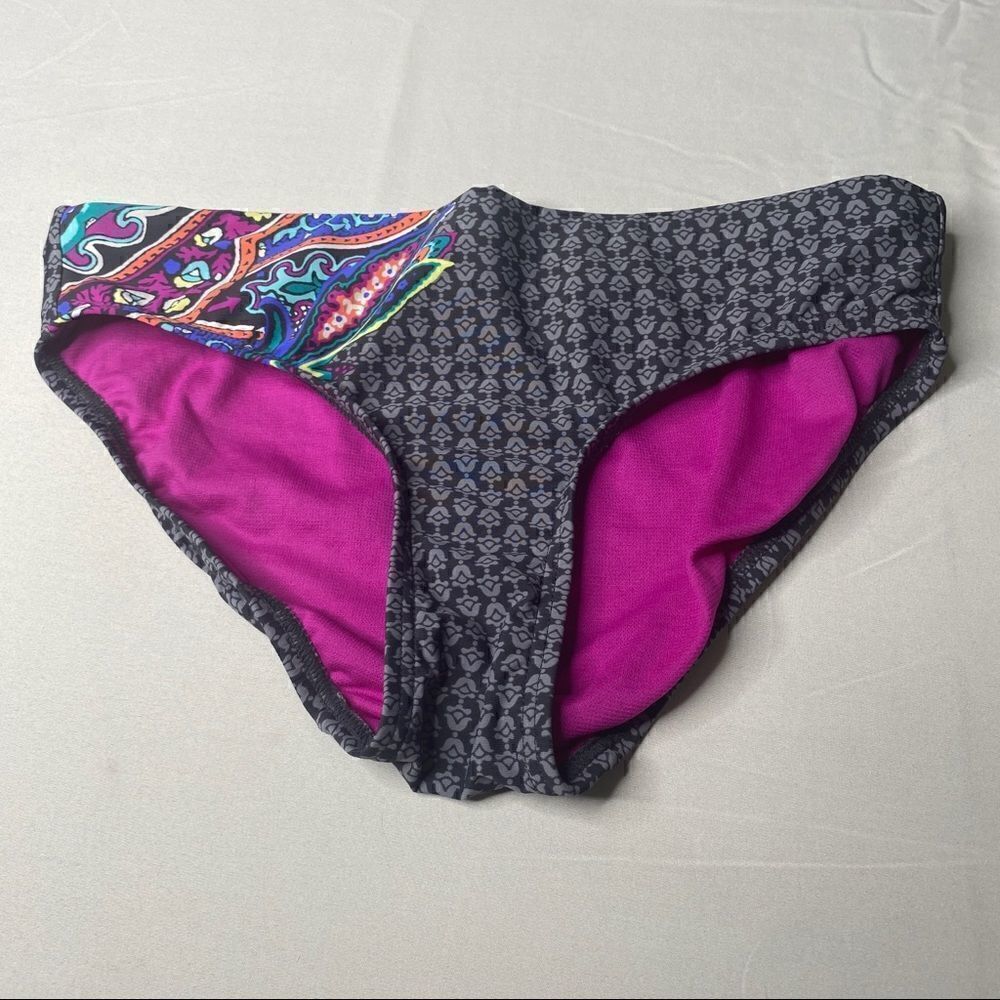 Title Nine Lehua Bikini Bottom Grey Purple Print